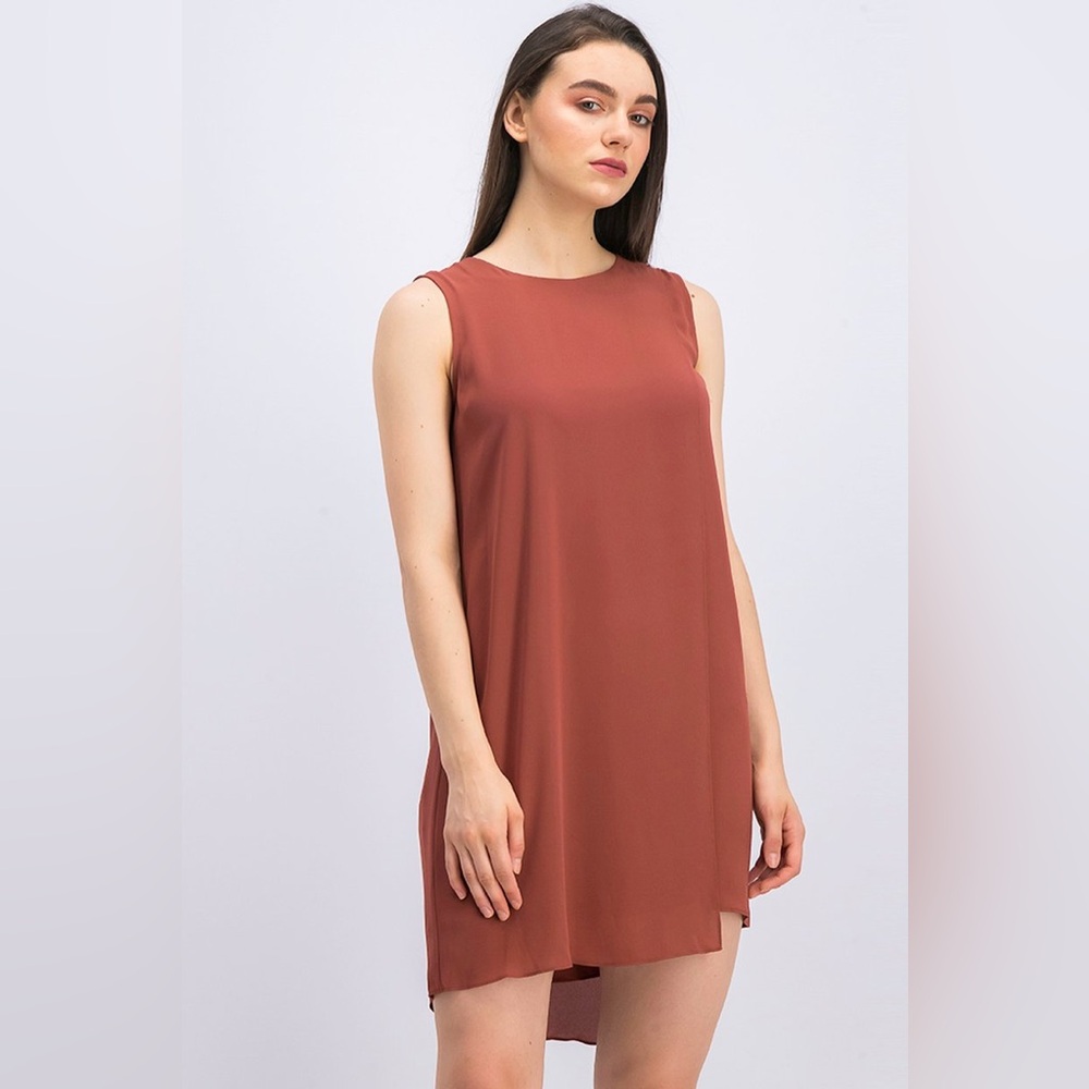 BCBG Maxazria Women Aleesha Asymmetrical Shift Dress, Henna, XS